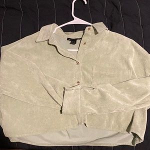 Green cropped button up